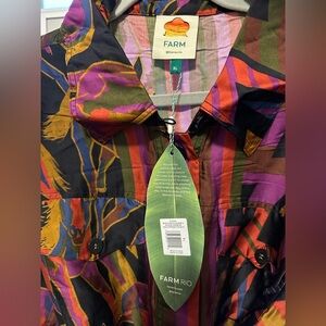 FARM Rio Purple and Green Casual Button Down Shirt